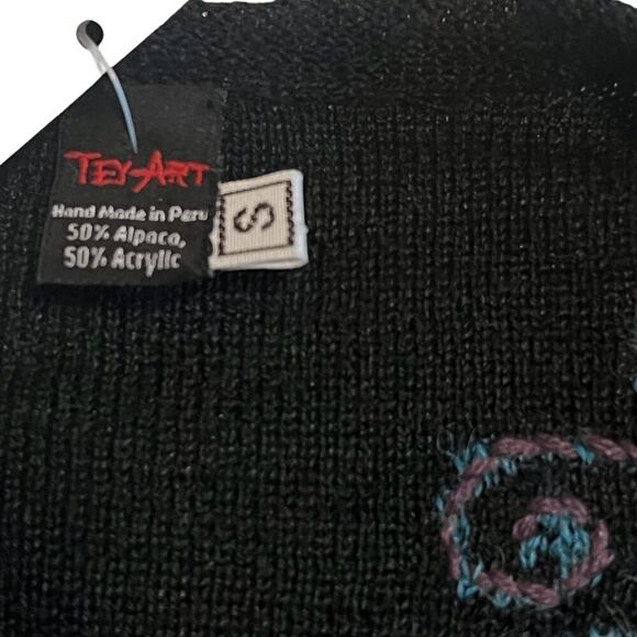 NWT Tey-Art Peruvian Alpaca Floral Embroidered Reversible Cardigan Sweater Sz S - Picture 6 of 13